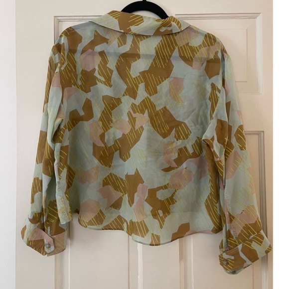 Acne Studios- Silk Abstract Camo Print Top- Size 2 (34) - Picture 3 of 7